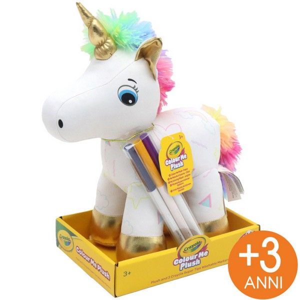 Color Me Plush Unicorno, Peluche Colorabile con 3 Pennarelli