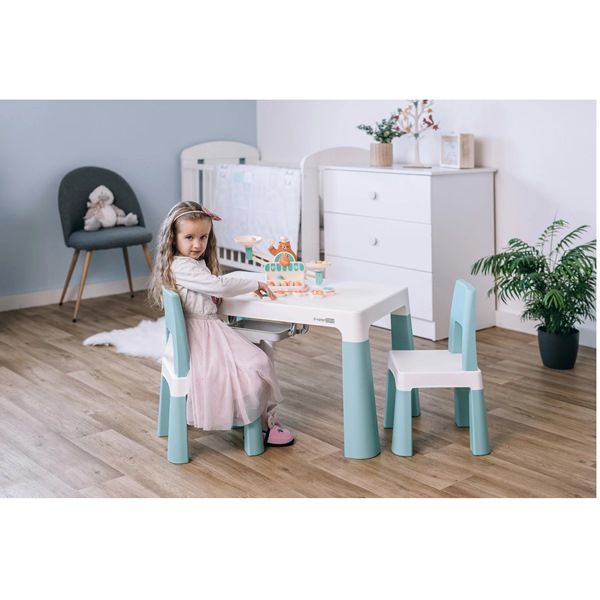 Neo Set tavolo e sedia per bambini in plastica Bianco Verde di FreeOn