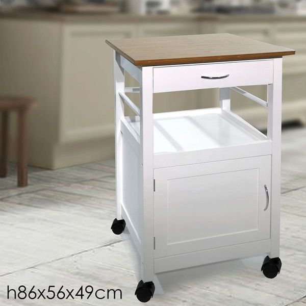 Carrello Bianco con Ruote e Top Bamboo di General Trade